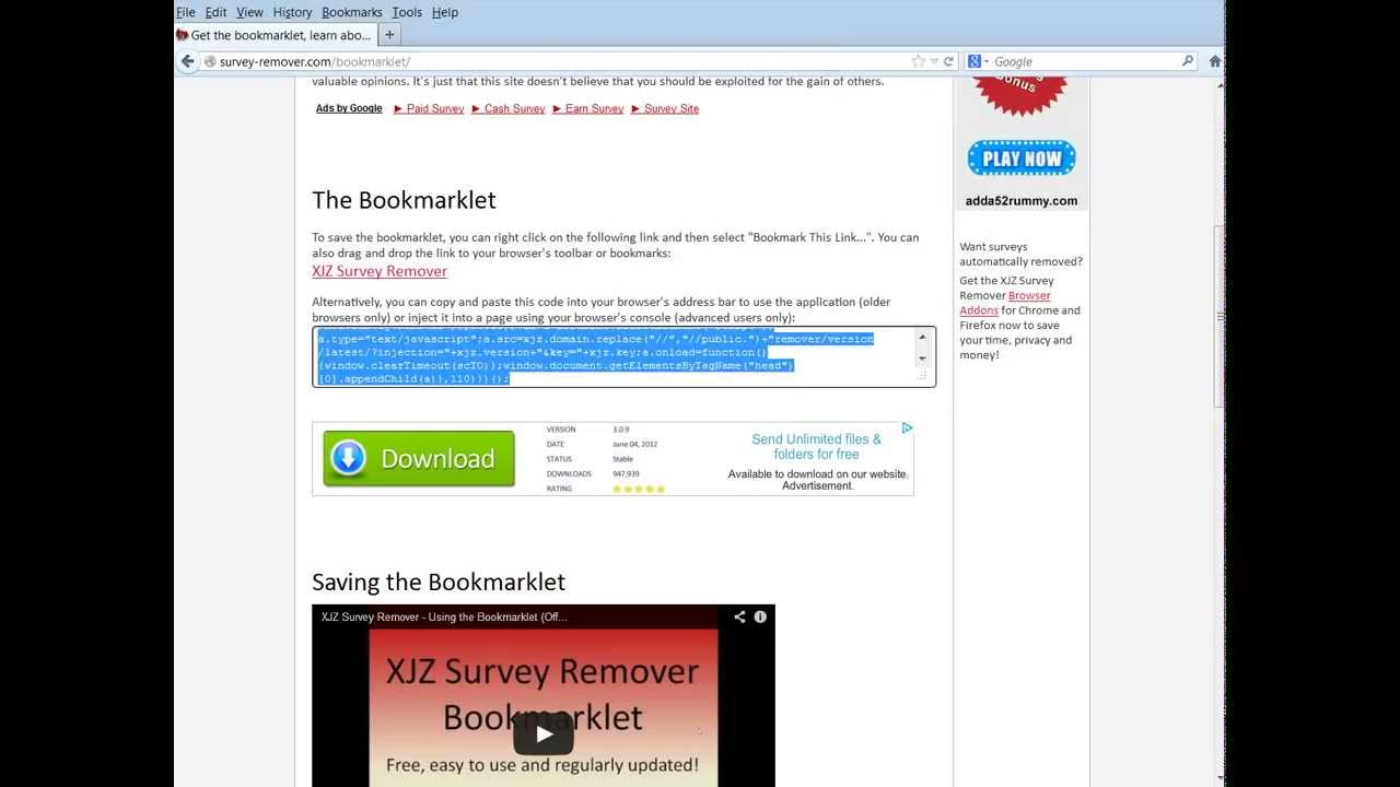 xjz survey remover bookmarklet download